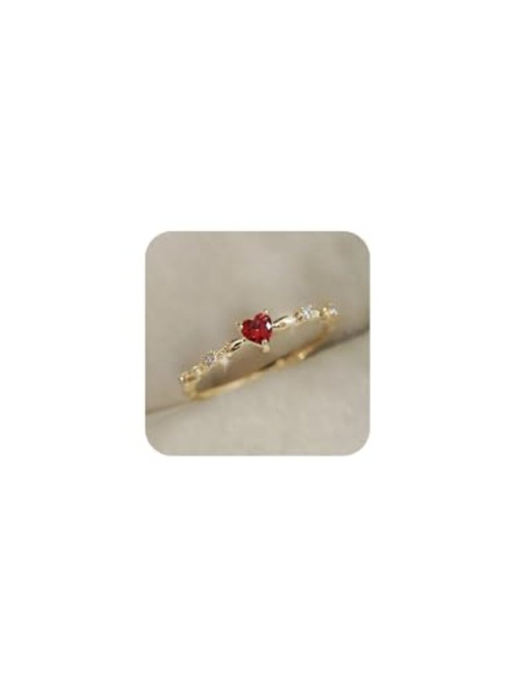 14K Gold Heart Ruby CZ Diamond Ring Elegant Engagement Wedding